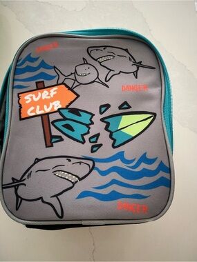 Kids Surf Club Shark Lunch Bag – Gray with Teal Trim